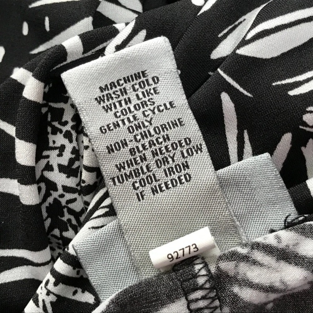 Catherines Shirt Top Womens 3X Black White‎ Tropical Stretch Cold Shoulder - Picture 6 of 7